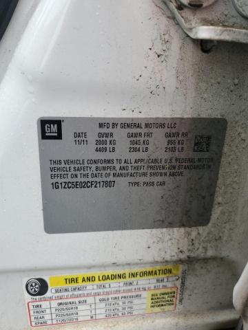 1G1ZC5E02CF217807 - 2012 CHEVROLET MALIBU 1LT WHITE photo 13