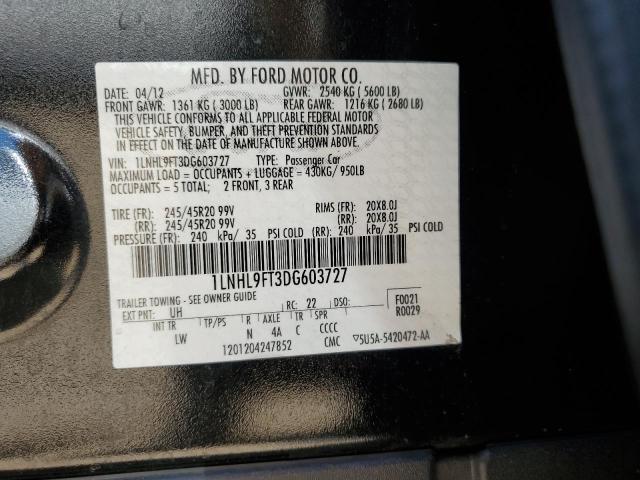1LNHL9FT3DG603727 - 2013 LINCOLN MKS BLACK photo 12
