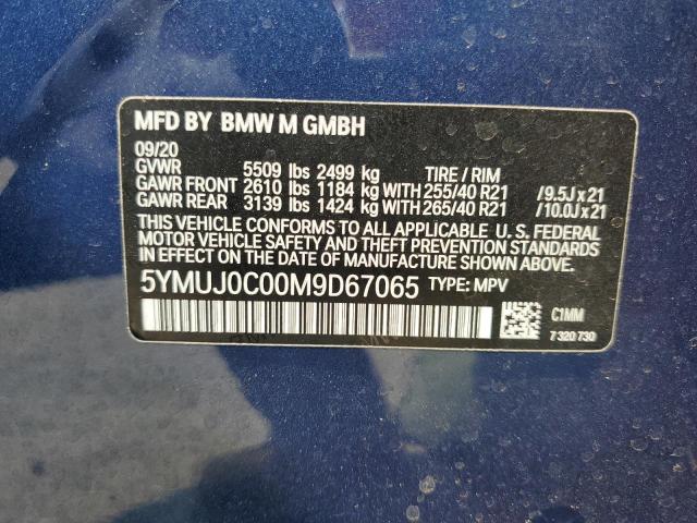 5YMUJ0C00M9D67065 - 2021 BMW X4 M COMPETITION BLUE photo 14