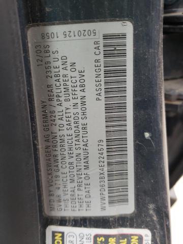 WVWPD63BX4E224579 - 2004 VOLKSWAGEN PASSAT GLS BLUE photo 10