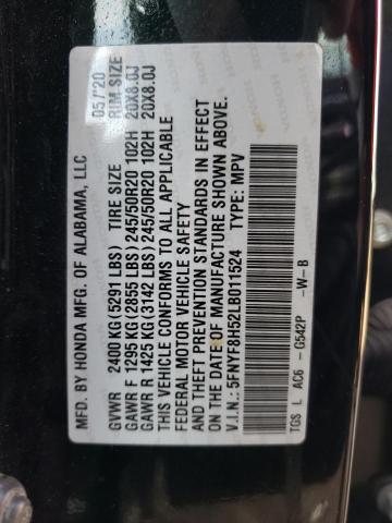 5FNYF8H52LB011524 - 2020 HONDA PASSPORT EXL GREEN photo 13