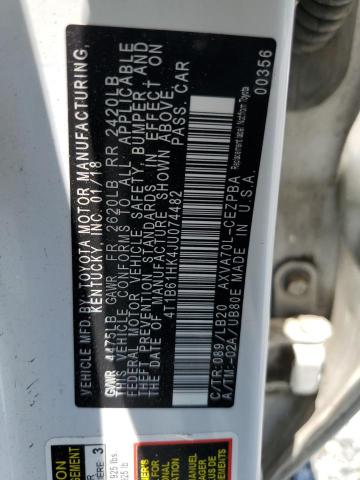 4T1B61HK4JU074482 - 2018 TOYOTA CAMRY XSE WHITE photo 12
