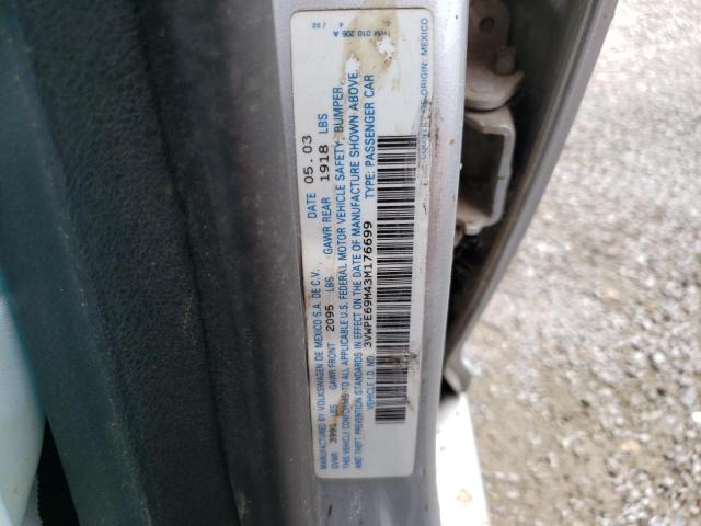 3VWPE69M43M176699 - 2003 VOLKSWAGEN JETTA WOLFSBURG 银色 照片 12