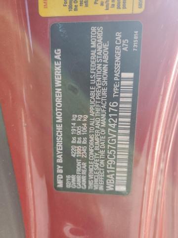 WBA1F9C57GV742176 - 2016 BMW 228 I SULEV RED photo 12