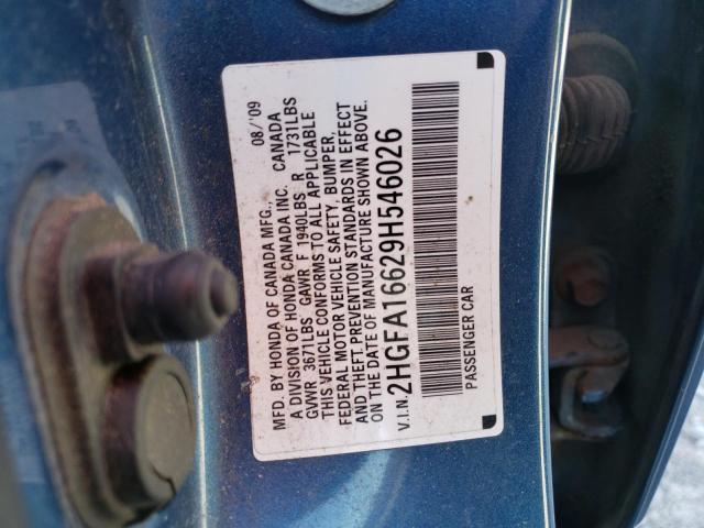 2HGFA16629H546026 - 2009 HONDA CIVIC LX-S 蓝色 照片 12