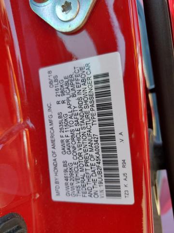 19UUB2F45KA003427 - 2019 ACURA TLX TECHNOLOGY RED photo 13