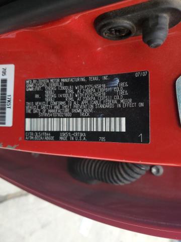 5TFRV54107X021800 - 2007 TOYOTA TUNDRA DOUBLE CAB SR5 RED photo 13