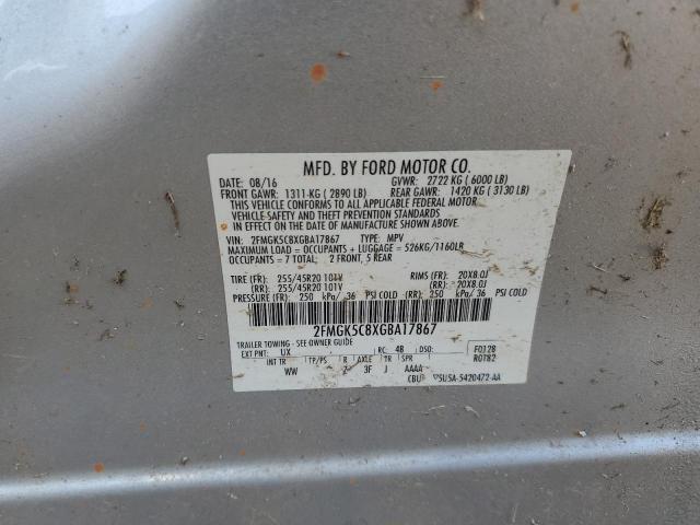 2FMGK5C8XGBA17867 - 2016 FORD FLEX SEL فضي صورة 13