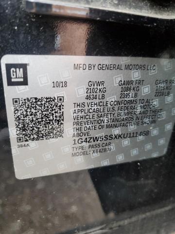 1G4ZW5SSXKU111468 - 2019 BUICK LACROSSE SPORT TOURING BLACK photo 12