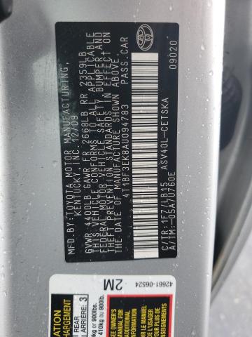 4T1BF3EK8AU094783 - 2010 TOYOTA CAMRY BASE فضي صورة 12