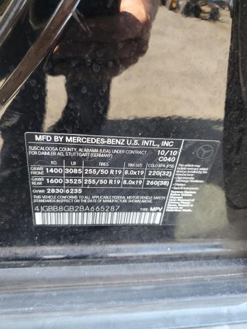 4JGBB8GB2BA665287 - 2011 MERCEDES-BENZ ML 350 4MATIC BLACK photo 13