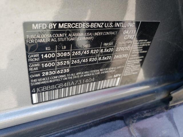 4JGBB8GB4BA731404 - 2011 MERCEDES-BENZ ML 350 4MATIC SILVER photo 13