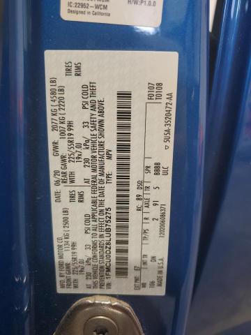 1FMCU0DZ8LUB75275 - 2020 FORD ESCAPE TITANIUM 蓝色 照片 13