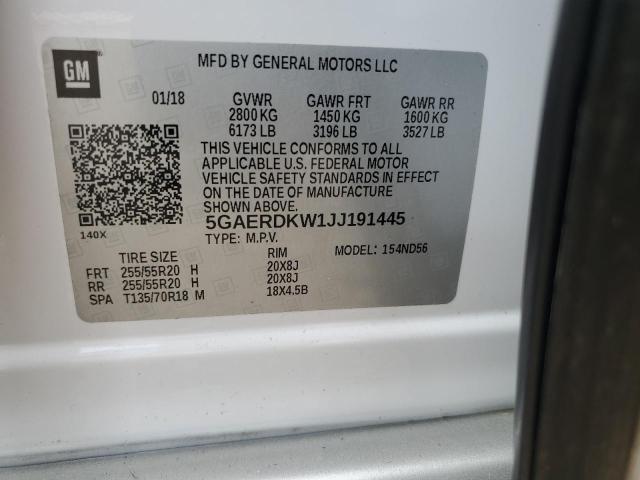 5GAERDKW1JJ191445 - 2018 BUICK ENCLAVE AVENIR WHITE photo 14