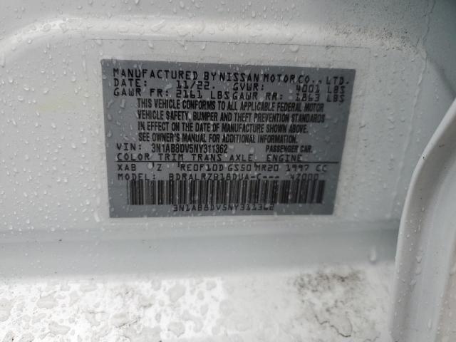 3N1AB8DV5NY311362 - 2022 NISSAN SENTRA SR WHITE photo 12