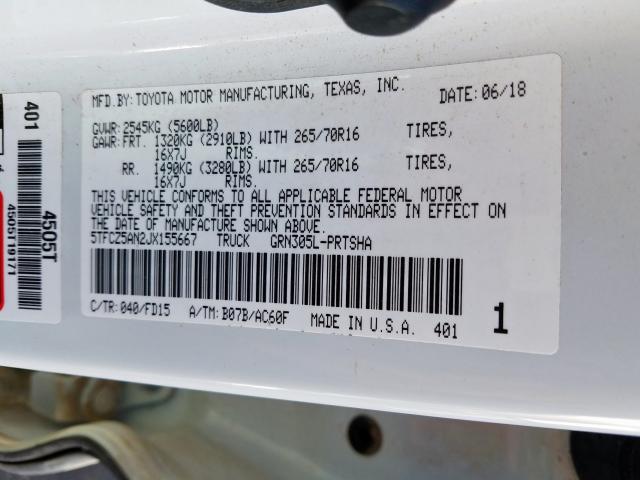 5TFCZ5AN2JX155667 - 2018 TOYOTA TACOMA DOUBLE CAB  照片 10