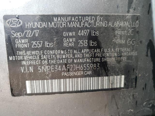 5NPE34AF2JH655983 - 2018 HYUNDAI SONATA SPORT Boz foto 12