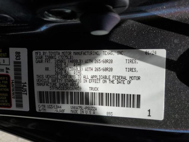 5TFMA5DB3RX169859 - 2024 TOYOTA TUNDRA CREWMAX PLATINUM შავი ფოტო 12