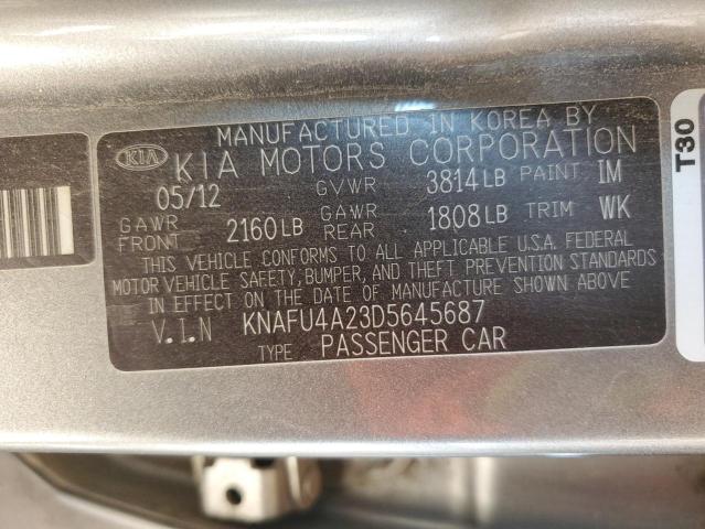 KNAFU4A23D5645687 - 2013 KIA FORTE EX GRAY photo 13