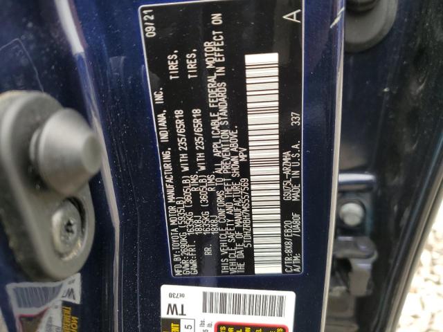 5TDHZRBH7MS557569 - 2021 TOYOTA HIGHLANDER XLE BLUE photo 13