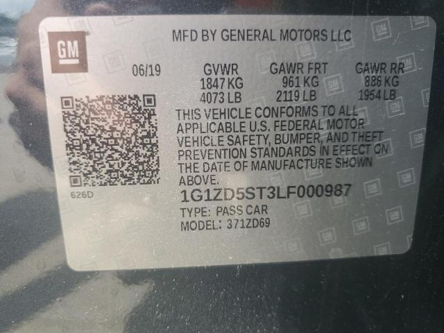 1G1ZD5ST3LF000987 - 2020 CHEVROLET MALIBU LT GRAY photo 12