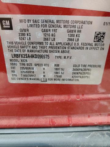 LRBFX2SA4KD096975 - 2019 BUICK ENVISION ESSENCE Червоний фото 13