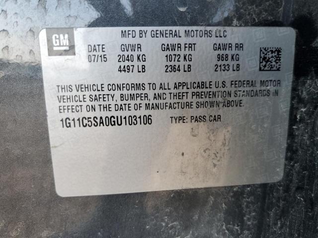 1G11C5SA0GU103106 - 2016 CHEVROLET MALIBU LIM LT 灰色 照片 12