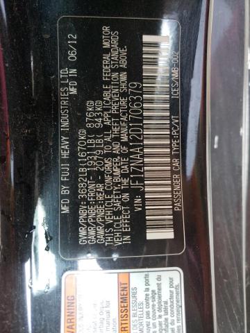 JF1ZNAA12D1706379 - 2013 TOYOTA SCION FR-S BLACK photo 12