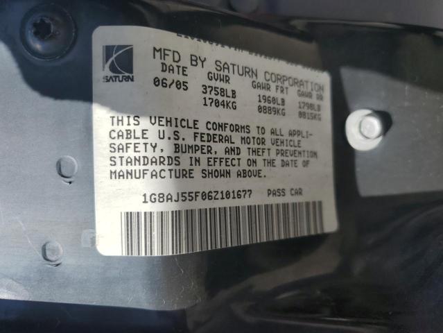 1G8AJ55F06Z101677 - 2006 SATURN ION LEVEL 2 BURGUNDY photo 12