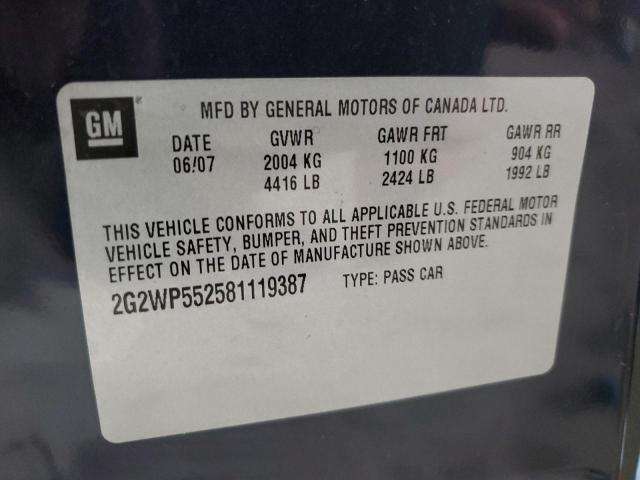 2G2WP552581119387 - 2008 PONTIAC GRAND PRIX 石墨色 照片 12