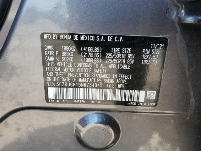 3CZRU6H15NM734045 - 2022 HONDA HR-V SPORT GRAY photo 14