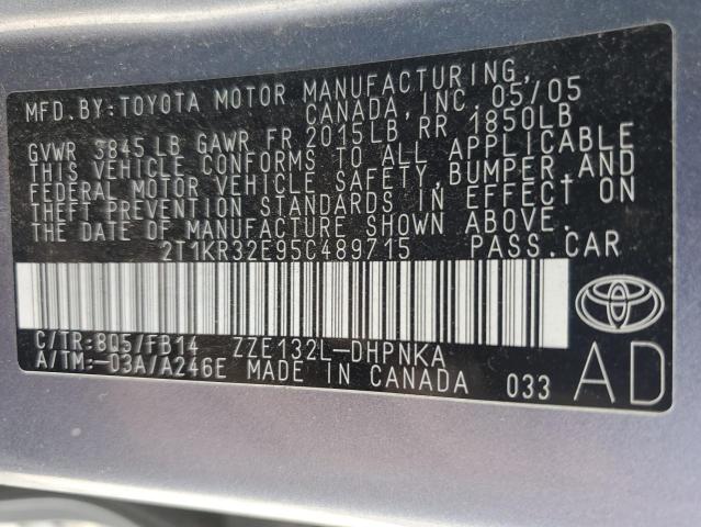 2T1KR32E95C489715 - 2005 TOYOTA COROLLA MA XR SILVER photo 13