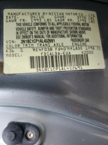 3N1BC1CP1AL452691 - 2010 NISSAN VERSA S SILVER photo 12