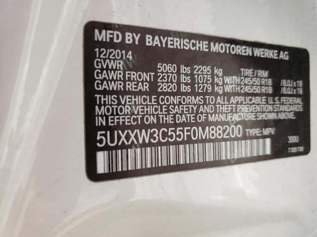 5UXXW3C55F0M88200 - 2015 BMW X4 XDRIVE28I WHITE photo 13