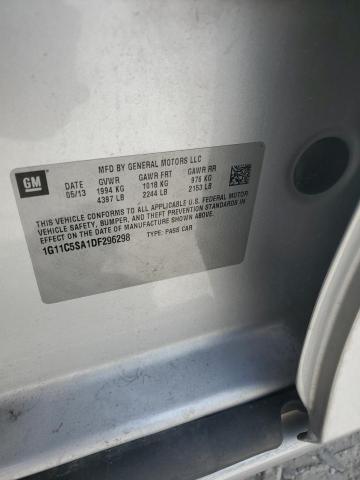 1G11C5SA1DF296298 - 2013 CHEVROLET MALIBU 1LT ვერცხლისფერი ფოტო 12