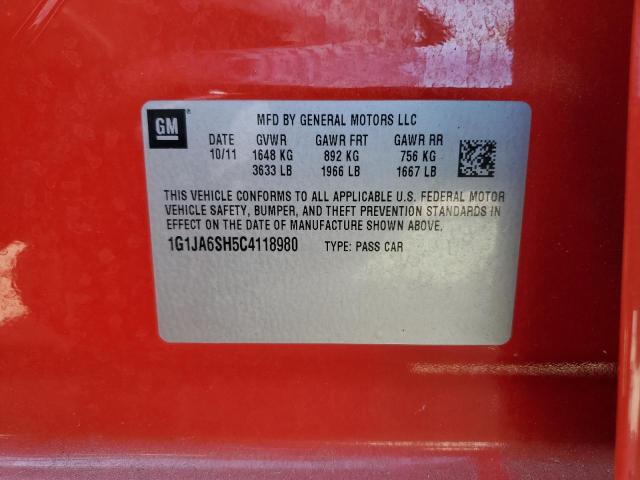 1G1JA6SH5C4118980 - 2012 CHEVROLET SONIC LS RED photo 13