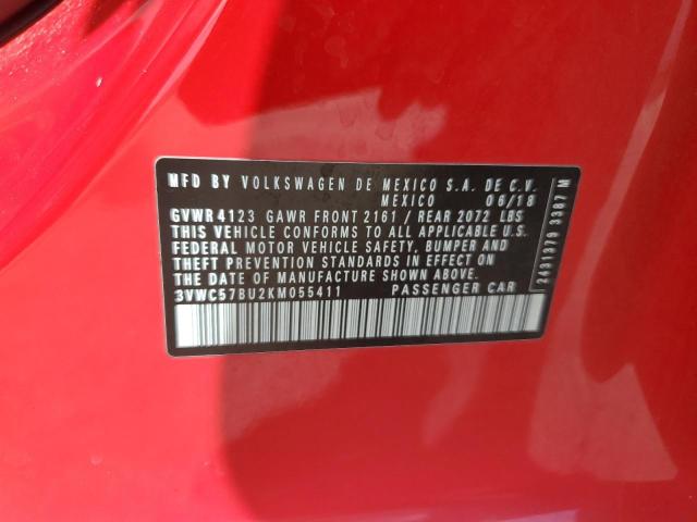 3VWC57BU2KM055411 - 2019 VOLKSWAGEN JETTA S RED photo 12