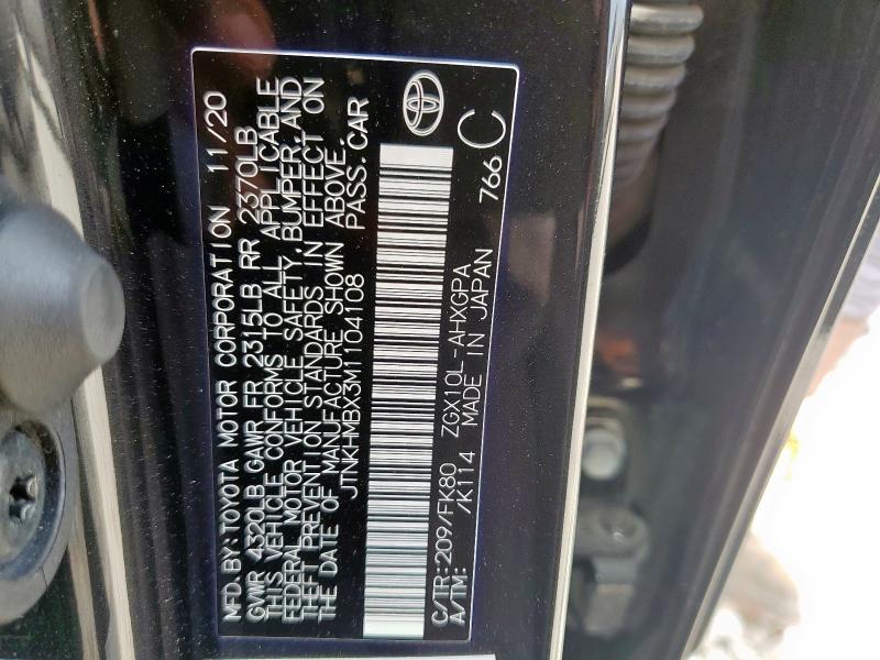 JTNKHMBX3M1104108 - 2021 TOYOTA C-HR XLE 黑色 照片 13