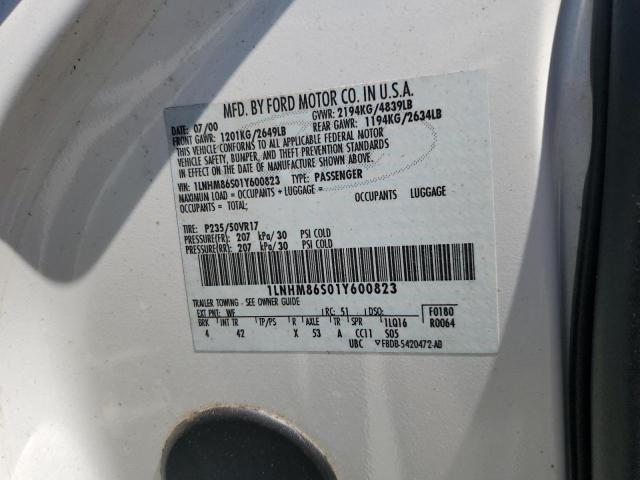 1LNHM86S01Y600823 - 2001 LINCOLN LS 白色 照片 12