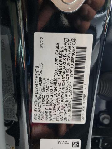 19UUB5F57NA000267 - 2022 ACURA TLX TECH A BLACK photo 12