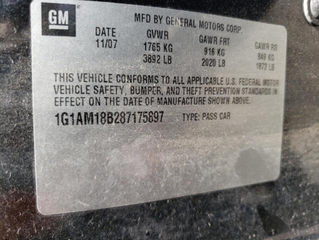 1G1AM18B287175897 - 2008 CHEVROLET COBALT SPORT BLACK photo 12