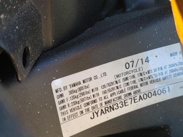 JYARN33E7EA004061 - 2014 YAMAHA FZ09 RED photo 10