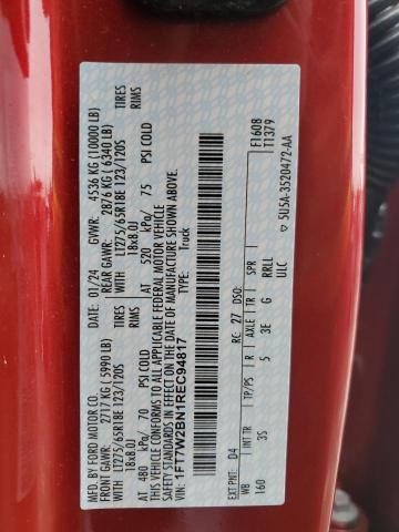 1FT7W2BN1REC94817 - 2024 FORD F250 SUPER DUTY RED photo 12