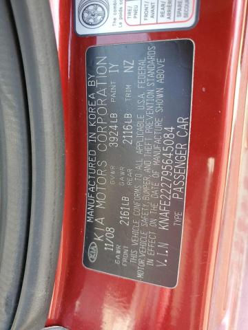 KNAFE222795645084 - 2009 KIA SPECTRA EX RED photo 12