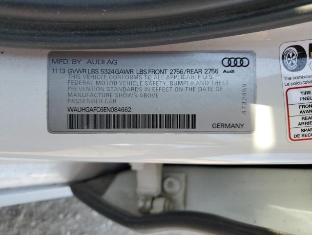 WAUHGAFC6EN084662 - 2014 AUDI A6 PRESTIGE WHITE photo 12