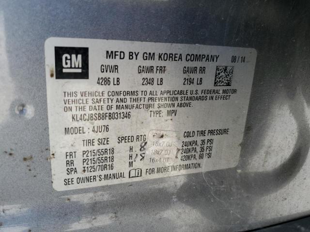 KL4CJBSB8FB031346 - 2015 BUICK ENCORE CONVENIENCE 银色 照片 13