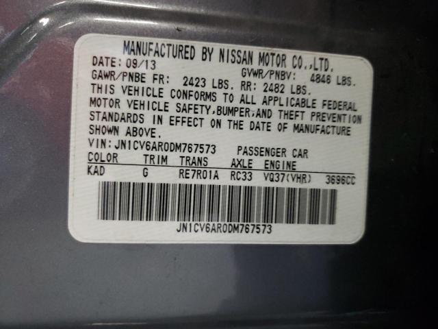 JN1CV6AR0DM767573 - 2013 INFINITI G37 GRAY photo 12