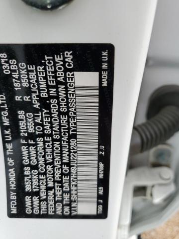 SHHFK7H49JU221280 - 2018 HONDA CIVIC SPORT 白色 照片 12