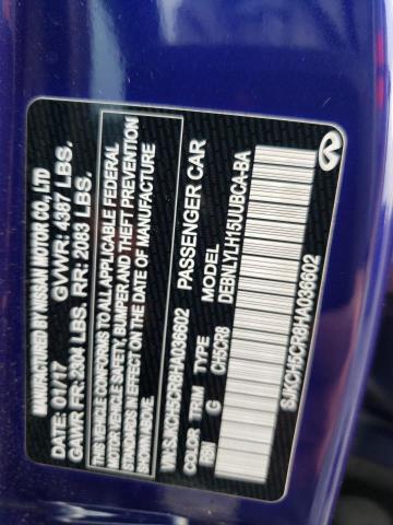 SJKCH5CR8HA036602 - 2017 INFINITI QX30 BASE BLUE photo 13