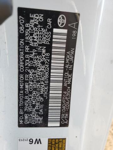 JTKDE167880247218 - 2008 TOYOTA SCION TC 白色 照片 12